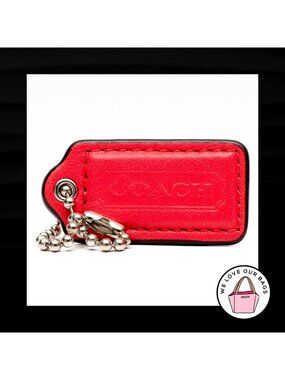 2" Medium COACH PINK LEATHER Nickel Key Fob Bag Charm Keychain Hang Tag